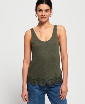 Superdry Morocco Lace Hem Női Mellény Khaki | YTSNF4086